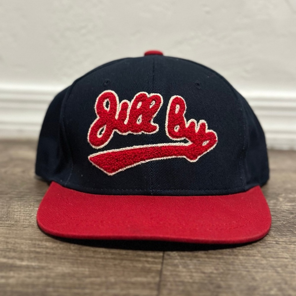 JILL BY JILL STUART UNISEX ADJUSTABLE VARSITY HAT EMBROIDERED RED AND BLUE